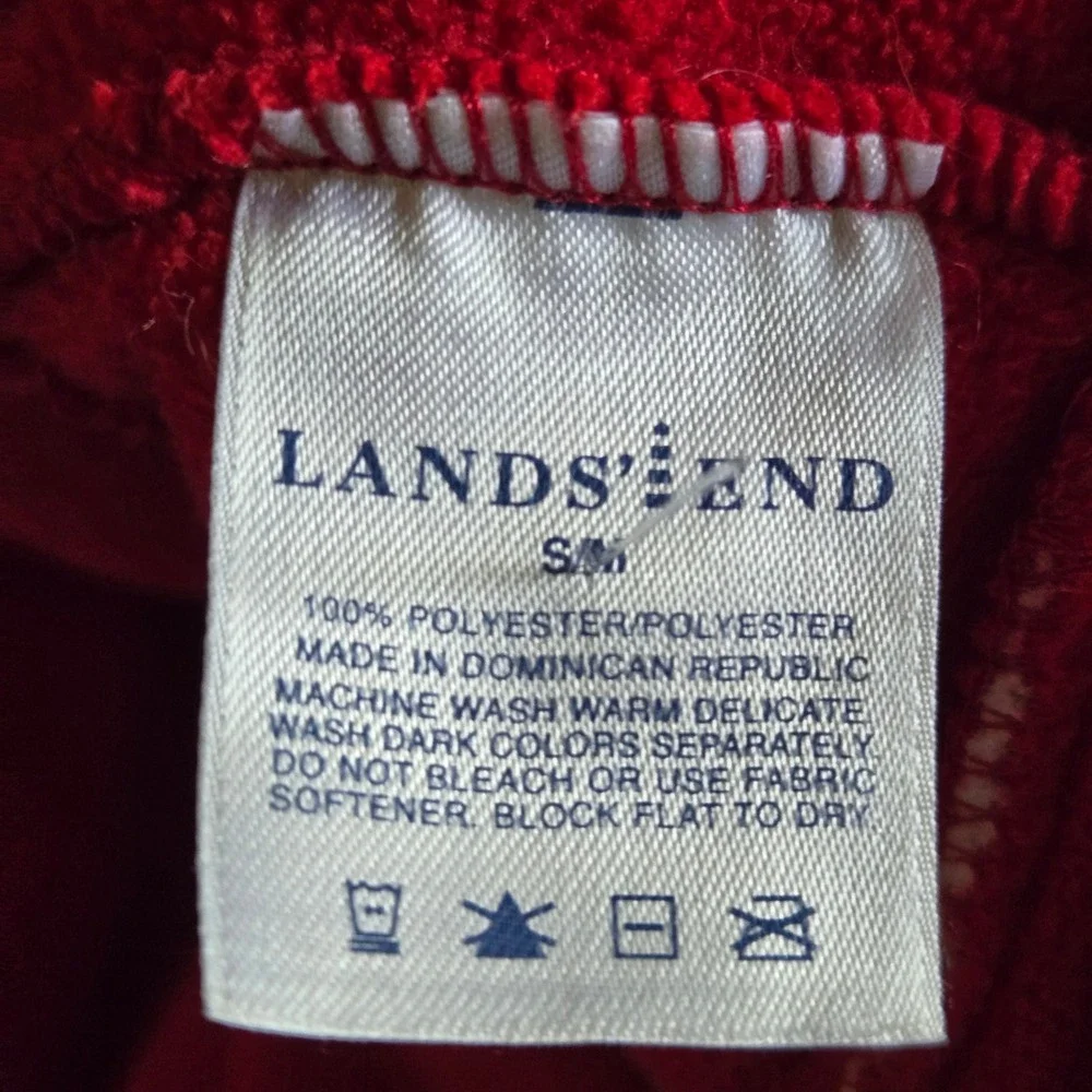 Lands End Red Fleece Bucket Hat Womens SM Winter Cloche Soft Warm Hat